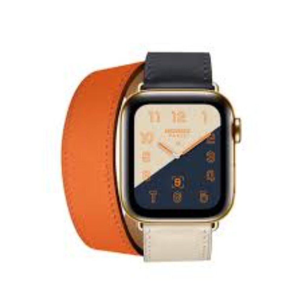 Hermès x Apple Double Tour Watch Band in Navy Orange and Cream 40mm